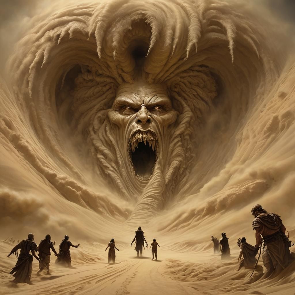 Sand Demon Emerges from Desert Tornado