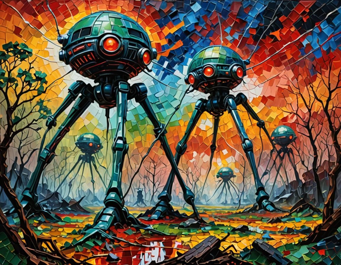War of the Worlds: Impasto Style Martian Invasion