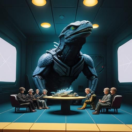 Retro-Futuristic Toy Room with Children: Cinematic Still