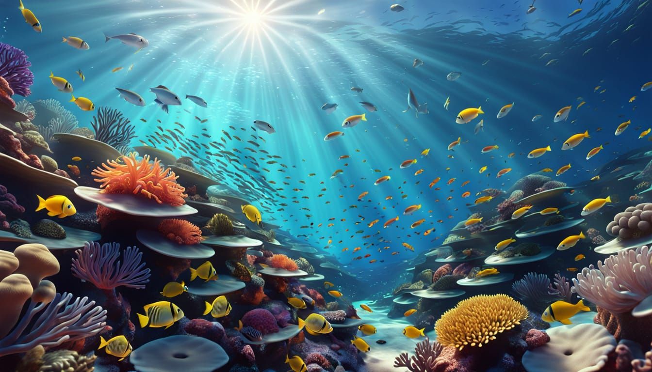 Vibrant Coral Reef and Fish in Pixar Style