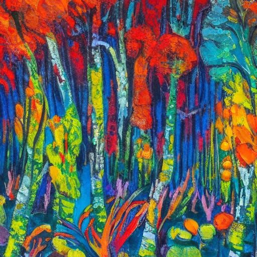 Whimsical Microbes Dance in Enchanted Forest