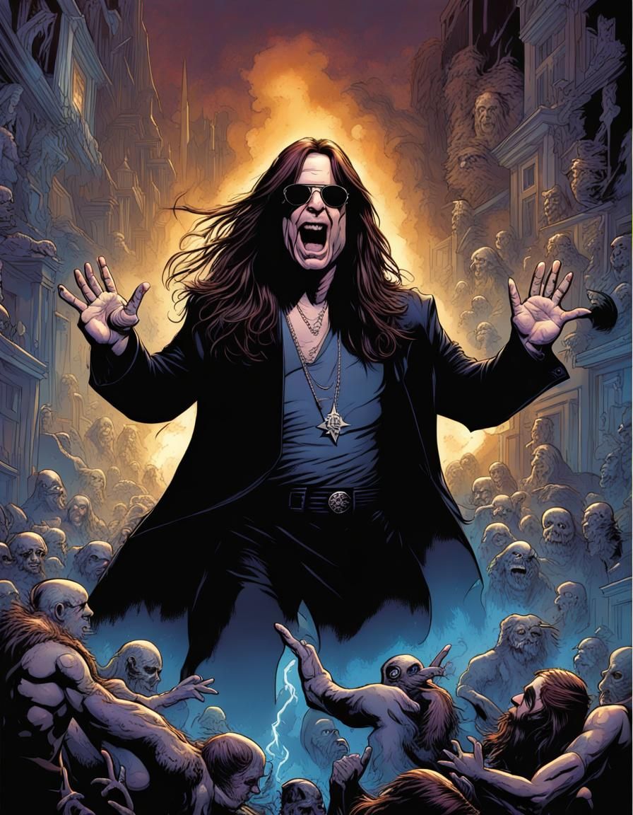 Ozzy Osbourne Portrait in Comic Book Art Style