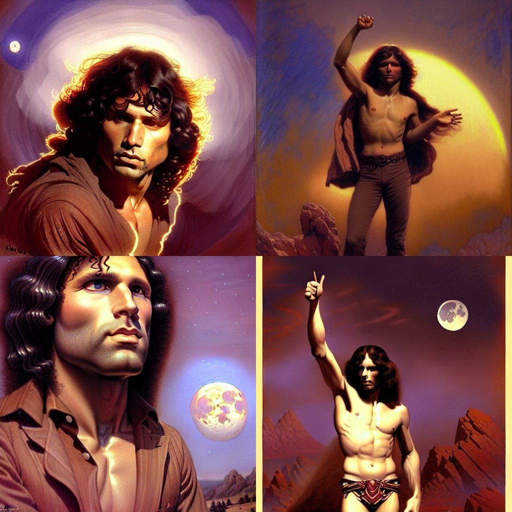 Jim Morrison Portrait Under Nebula Sky