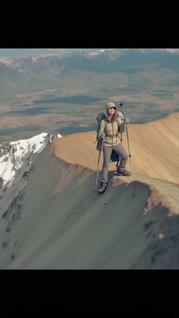 Confident Hiker on Mountain Summit