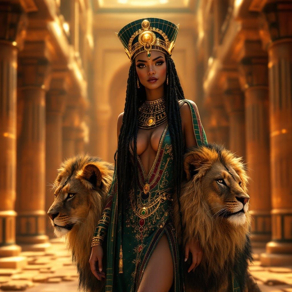 Regal Egyptian Goddess Repyt in Ancient Temple