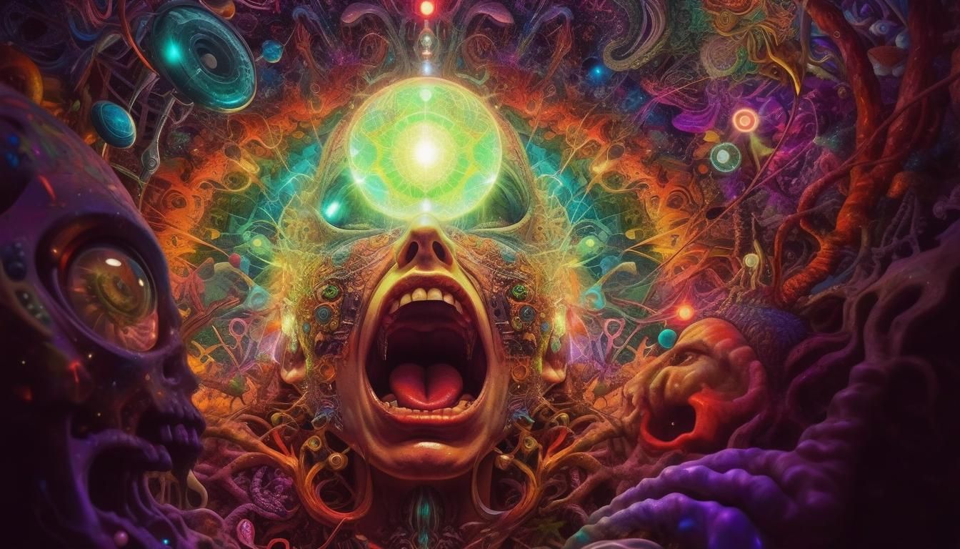 Surreal Psychic Distress Call in Mixed Media