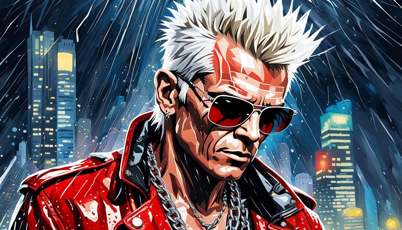 Billy Idol Pop Art Portrait in Rainy New York