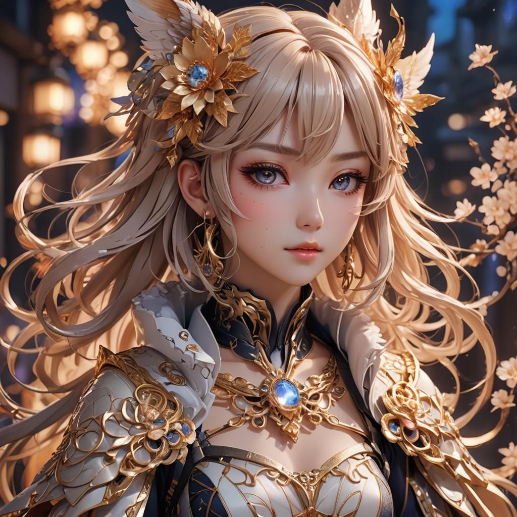 Anime Girl Portrait in 3D with Dynamic Lighting