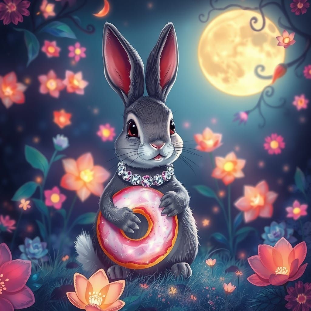 Glowing Moonlit Garden Bunny Protects Treasure