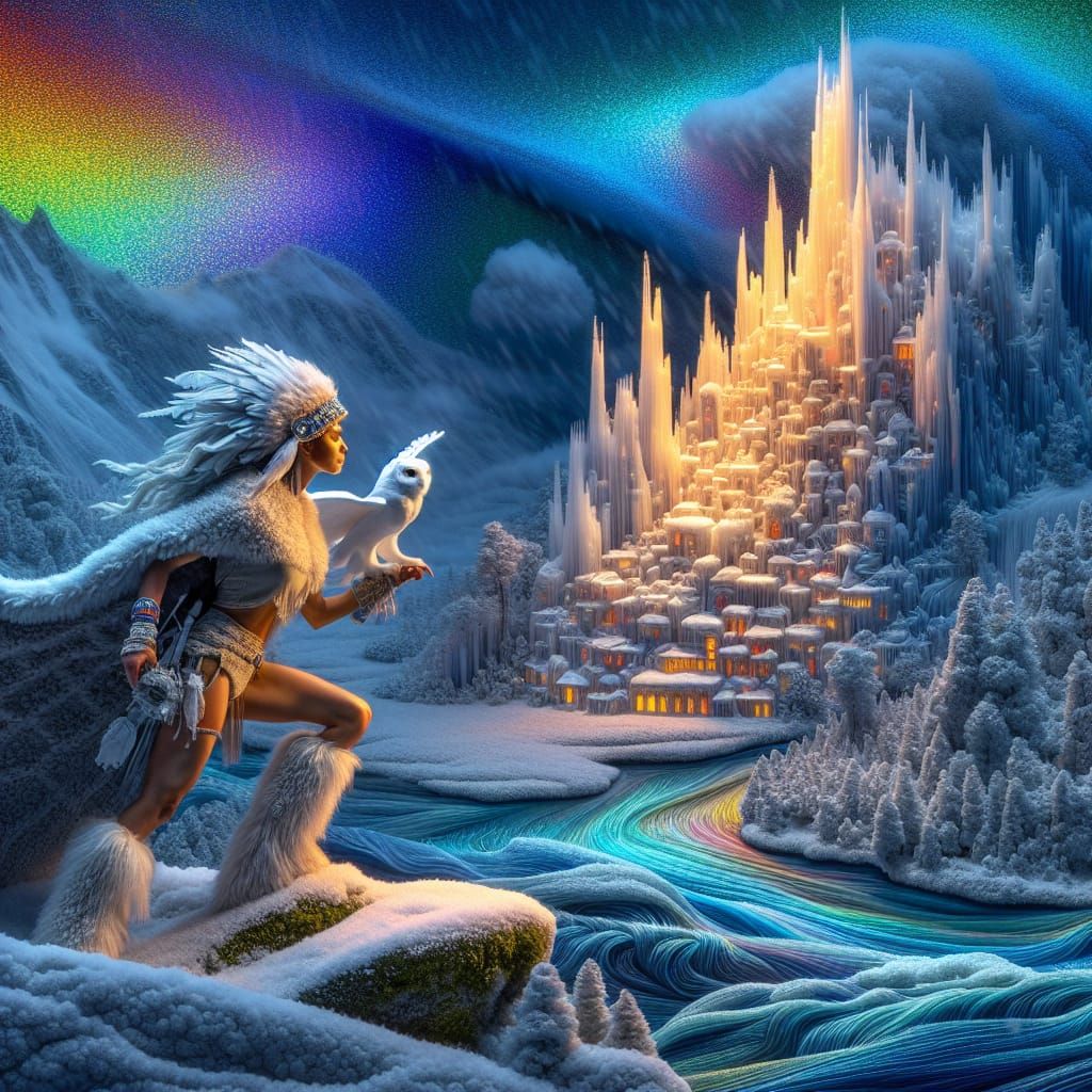 Snow Warrior Maiden in Glass Castle Panorama