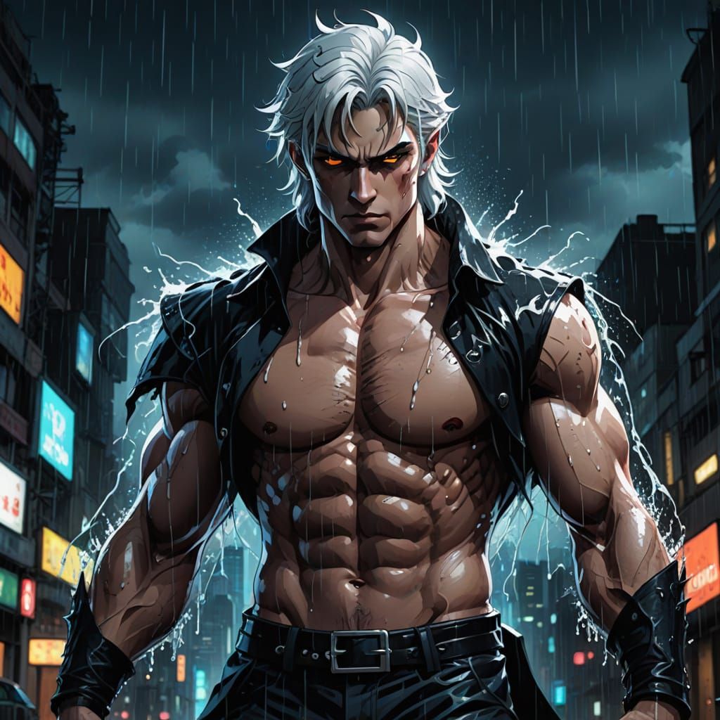 Vampire Warrior in a Stormy Night