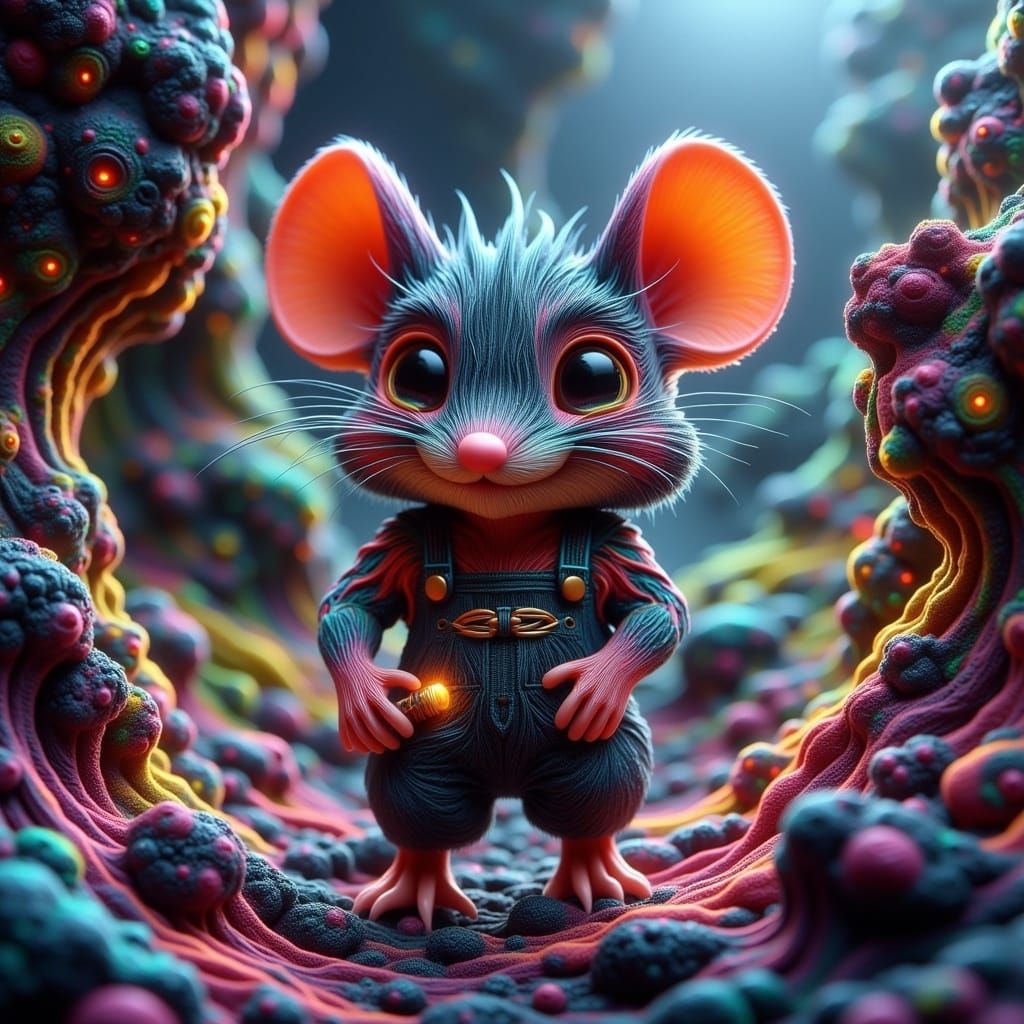 Charming Chibi Creature in Fractal Landscape