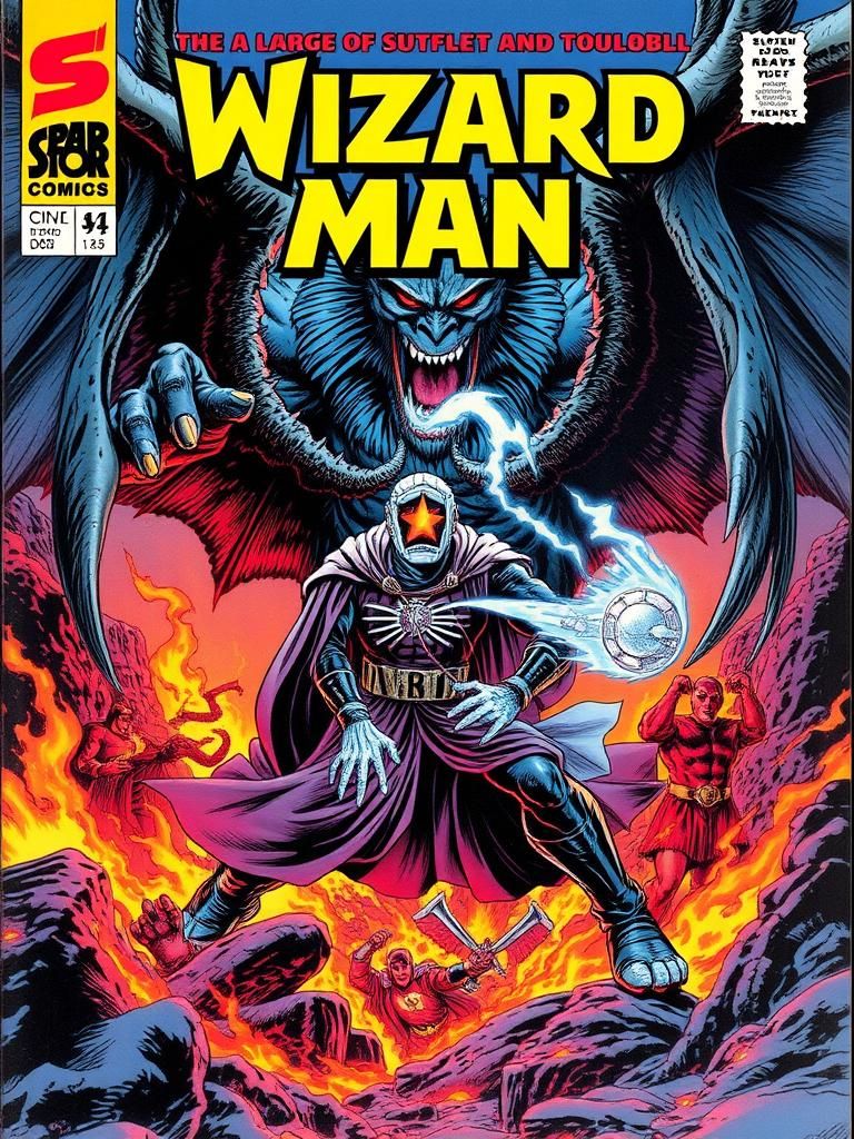 Wizard Man Versus Balrog: Comic Book Cover Art