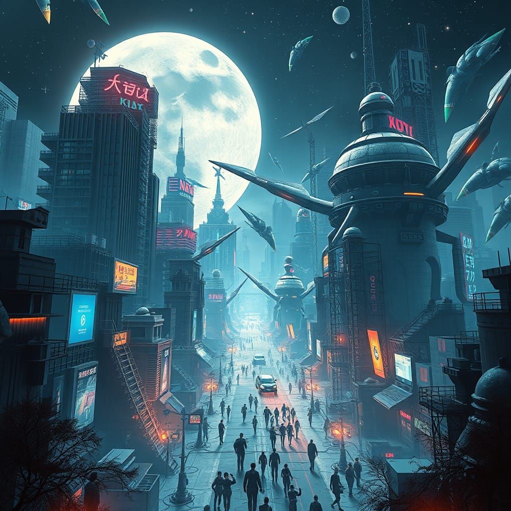 Lunar City Invaded by Insect Monsters: Anime Style