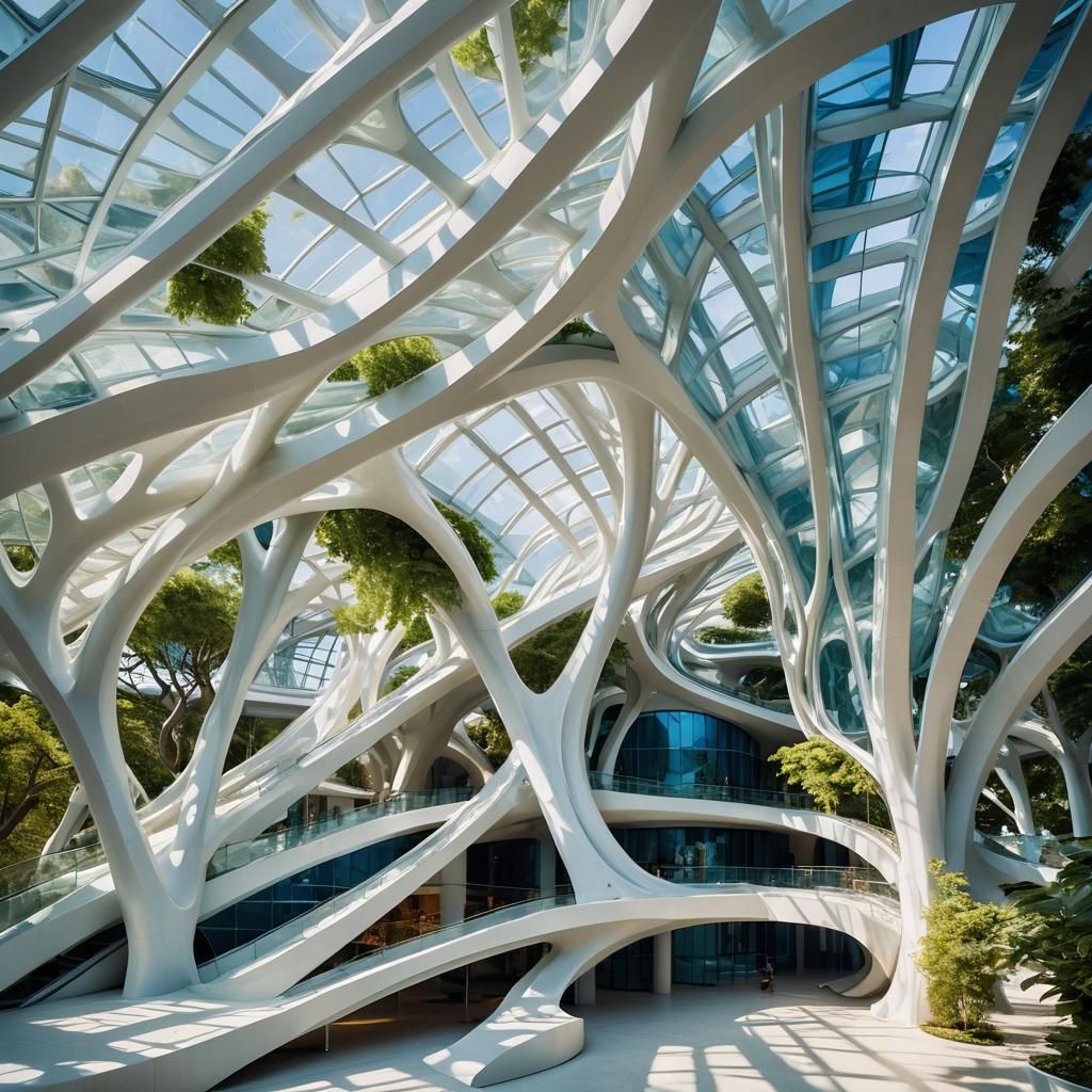 Futuristic Museum with Curved Roof in Surreal Architecture