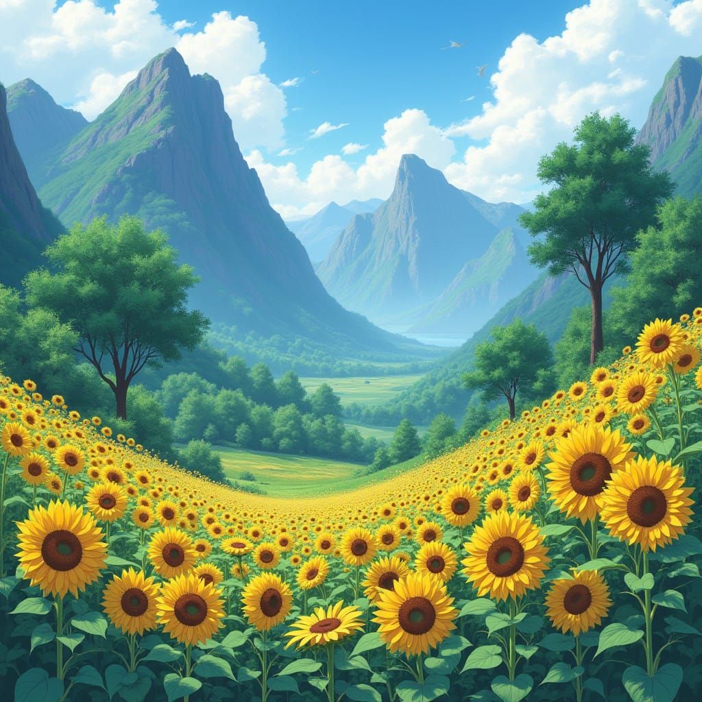 Whimsical 90s Anime Garden Scene