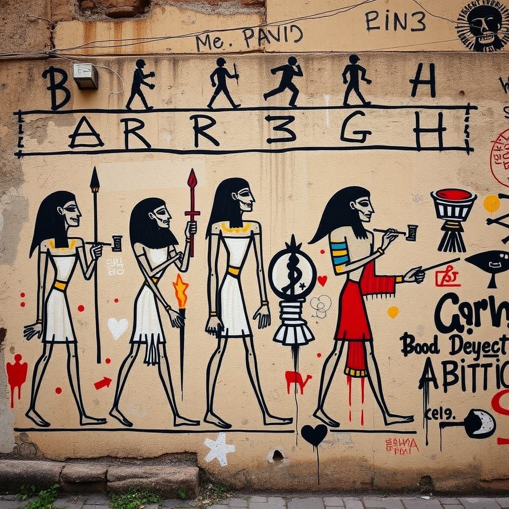 Graffiti Mural of Deadly Hieroglyphs