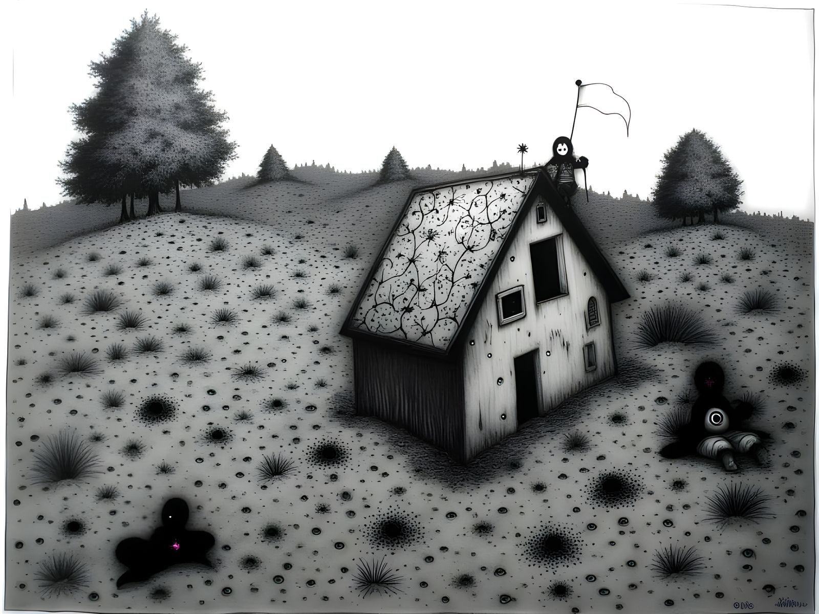 Whimsical Cottage Amidst a Dense Forest in Hyperdetailed Cha...