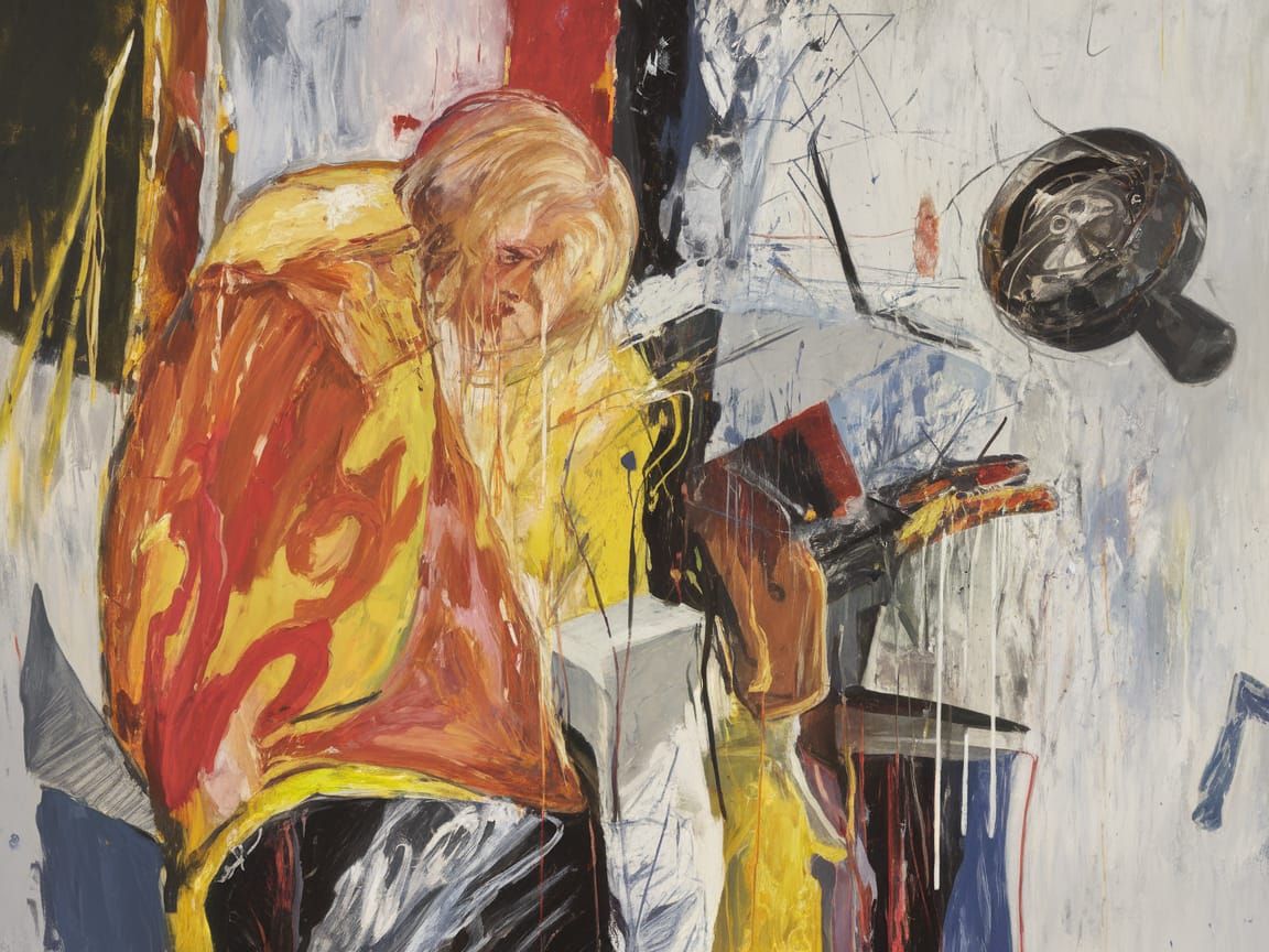 Abstract Expressionist Masterpiece in Vibrant Color and Move...