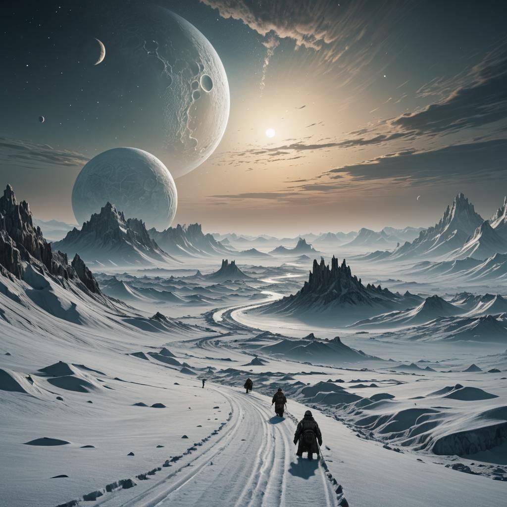 Icy Expedition on Europa in Baroque Style