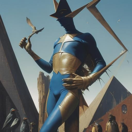 Photorealistic Eyes of Birds of Prey in Colorful Rags