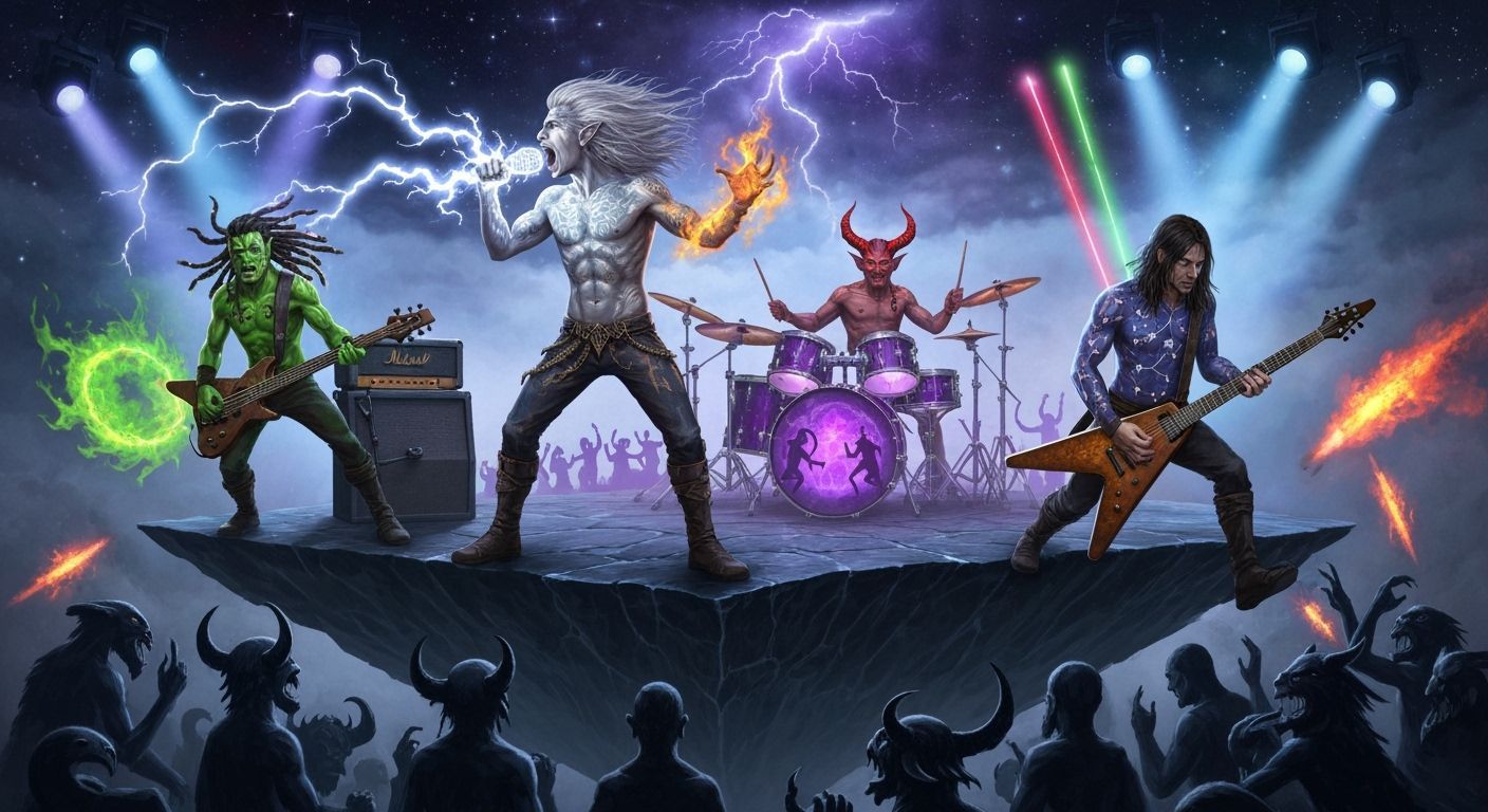 Dark Fantasy Concert: Magical Rock Band in Cosmic Storm