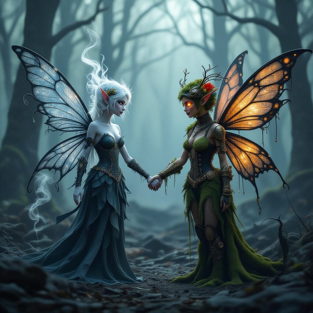 Ashen Fairy with Steampunk and Swamp Companions