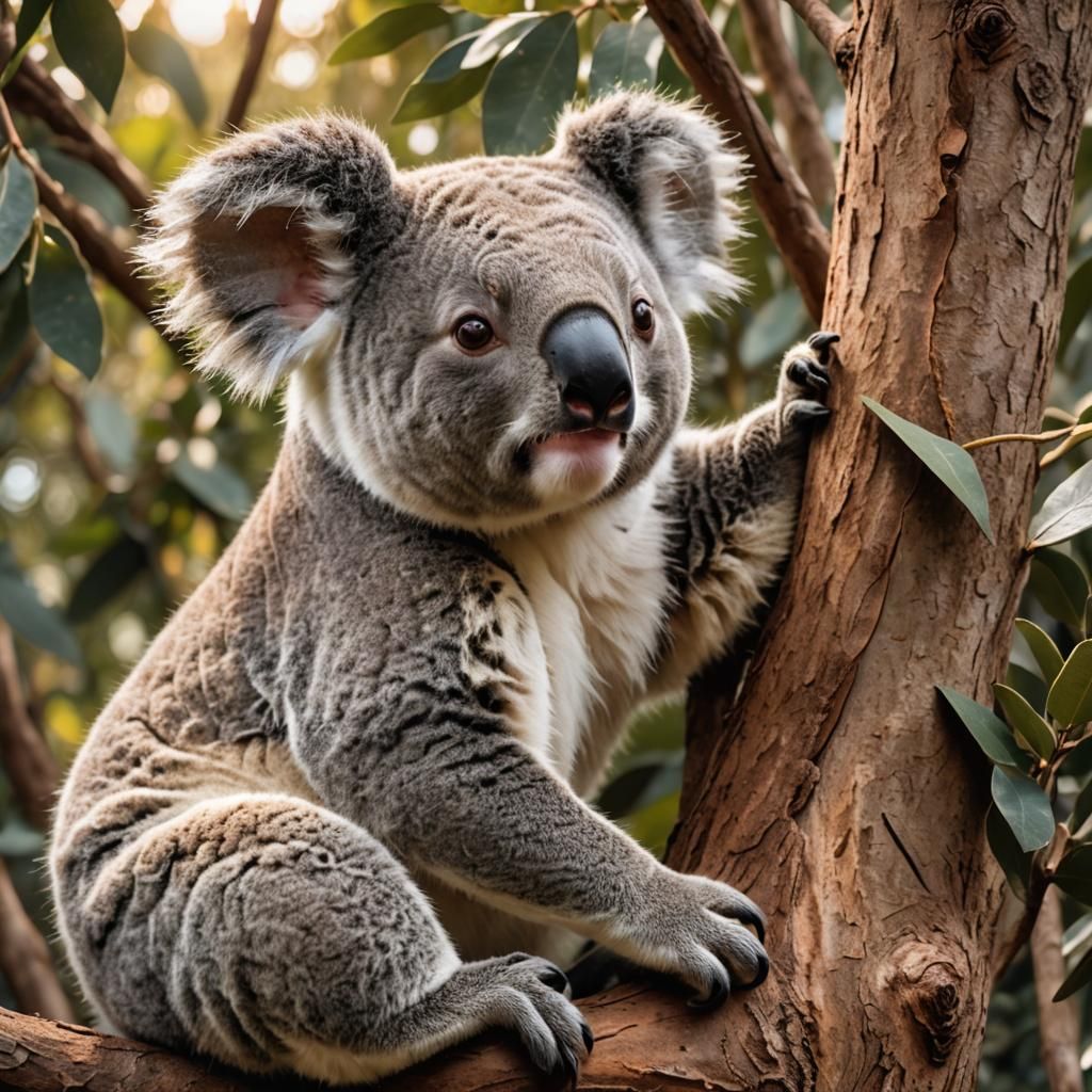 Hyperrealistic Koala Bear Holding a Sign
