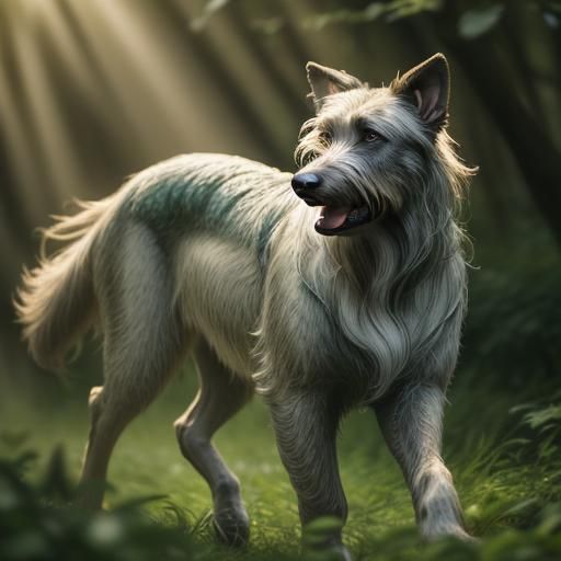 Irish Wolfhound Runs Through Forest Clearing