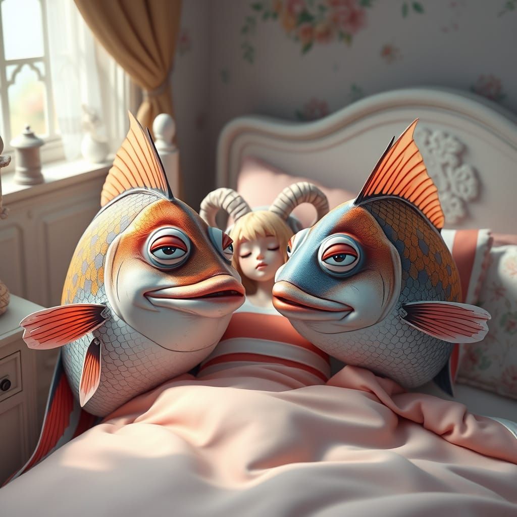 Whimsical Fish Friends Watch Over a Peaceful Slumber