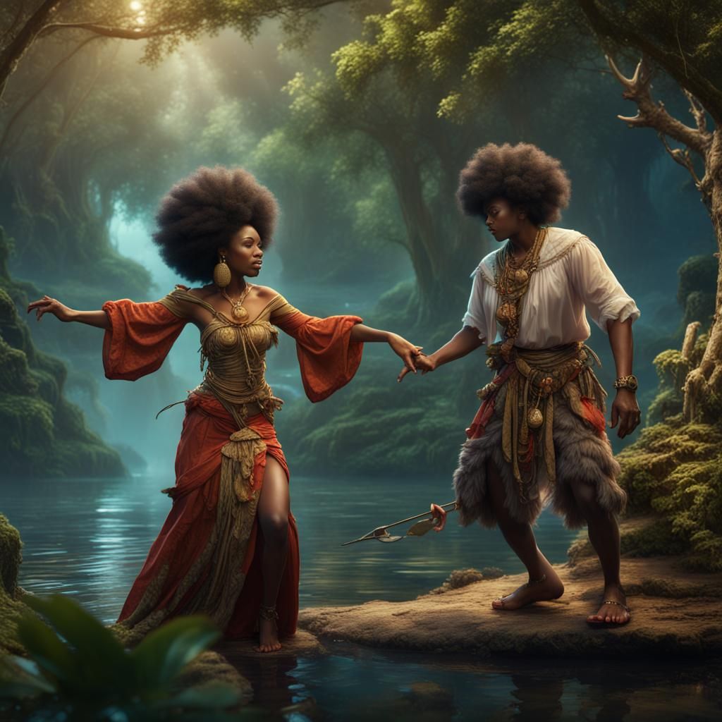 Island Princess Dancing in a Fantasy Forest