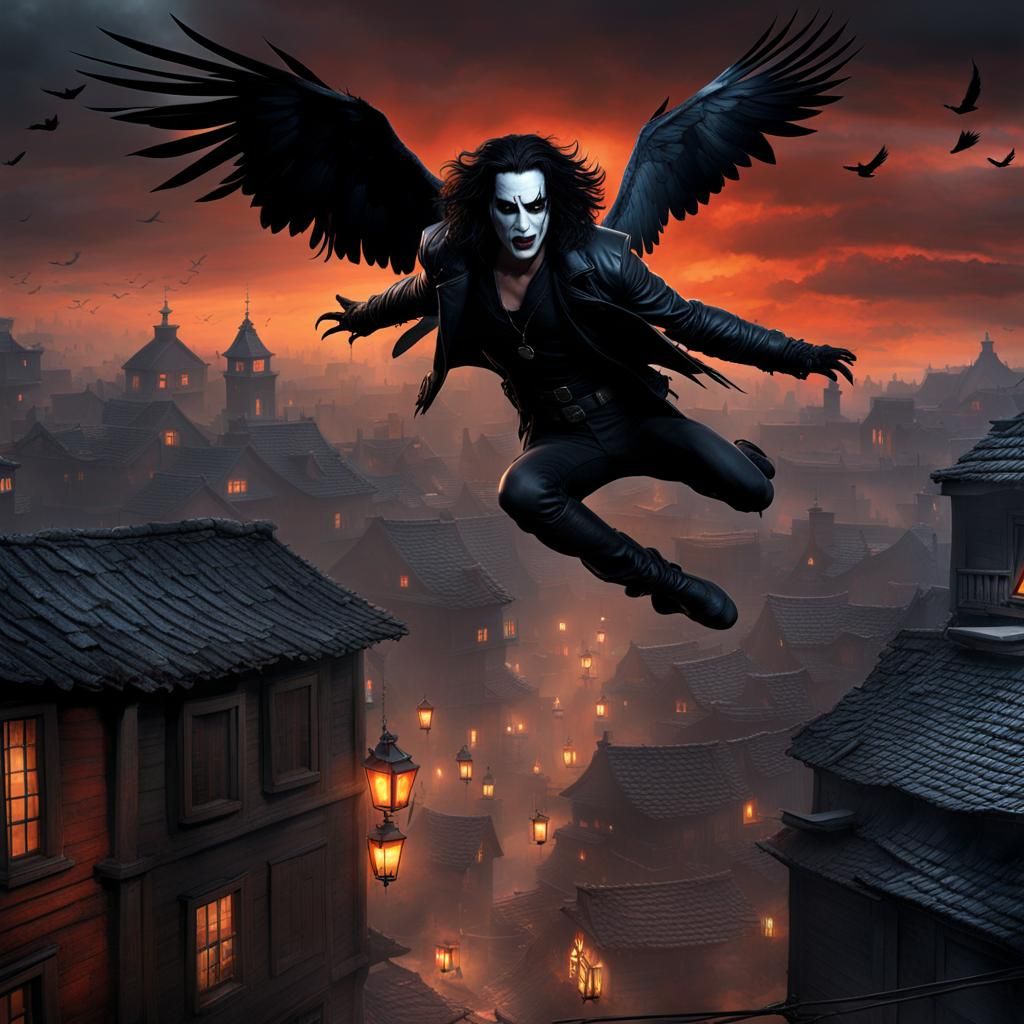 Dramatic Rooftop Leap at Midnight: Cinematic Digital Art