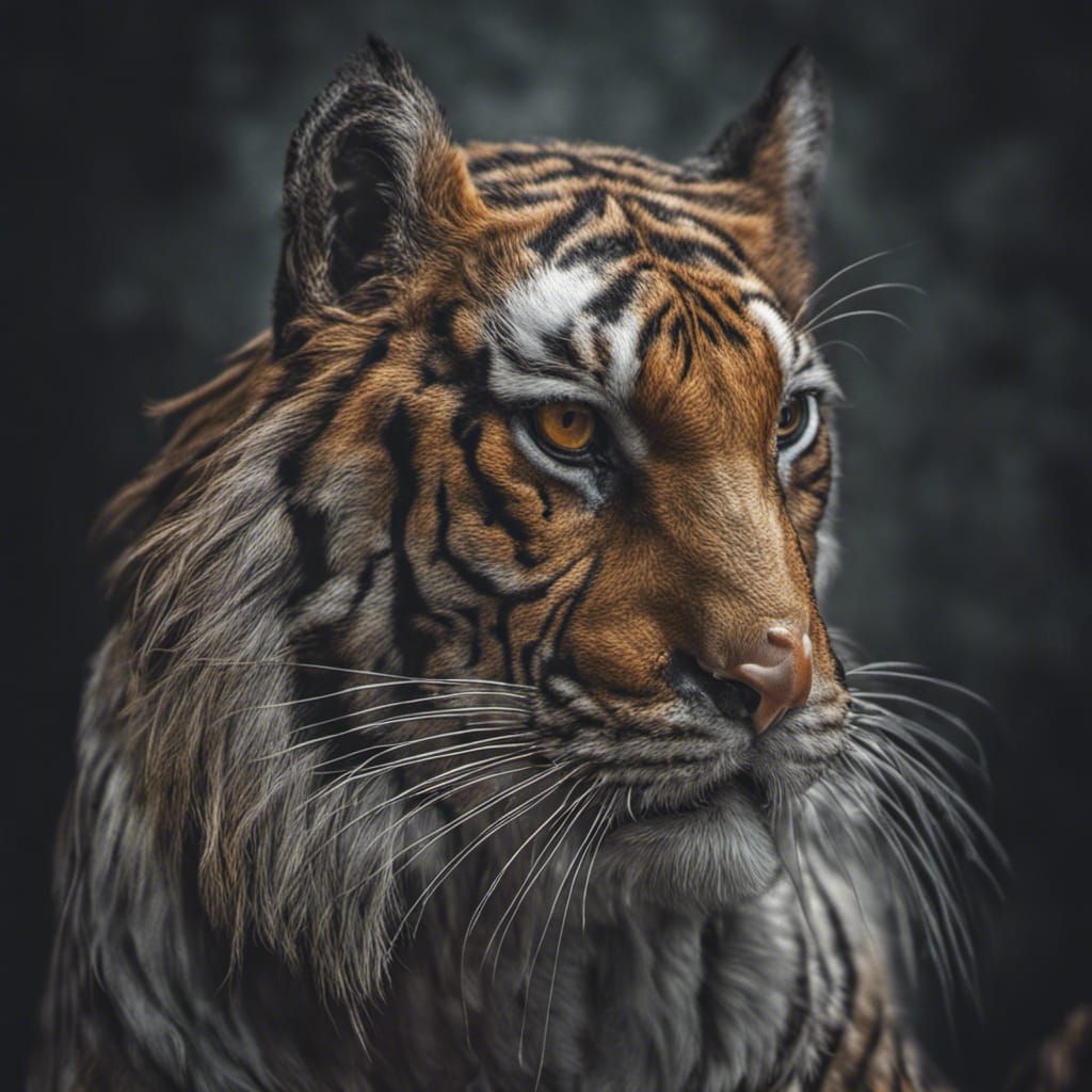 Hyperrealistic Chicken with Tiger Head Portrait