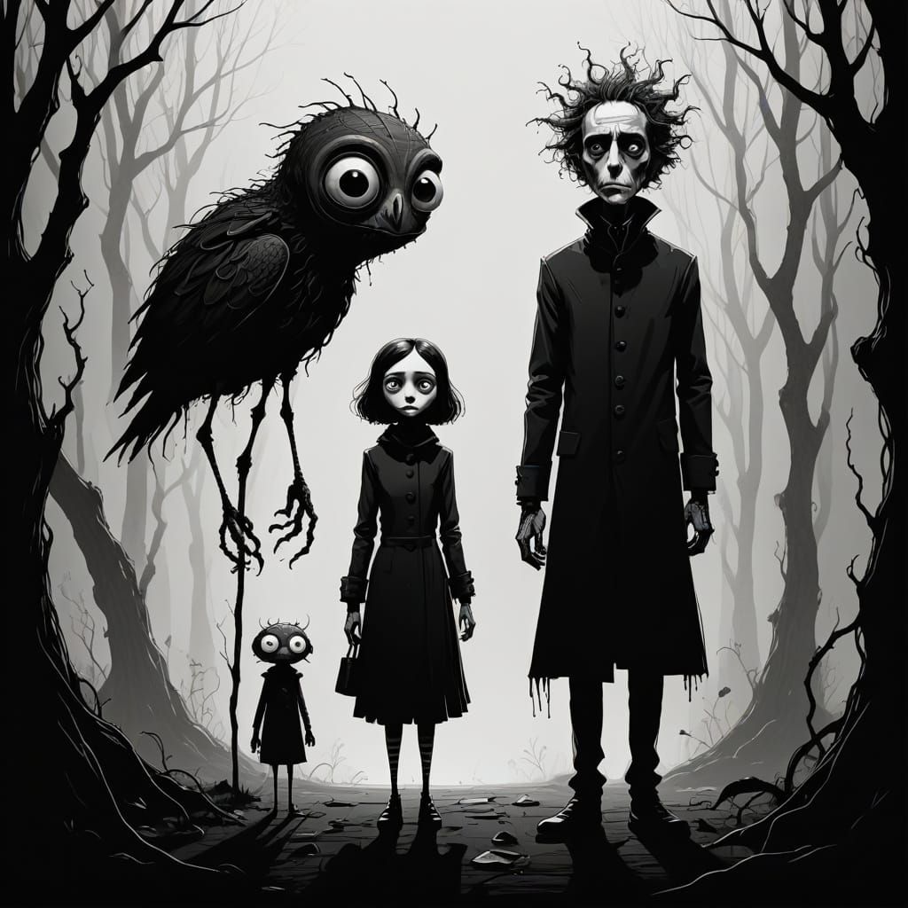 Somber Surreal Encounter With Abstract Creature