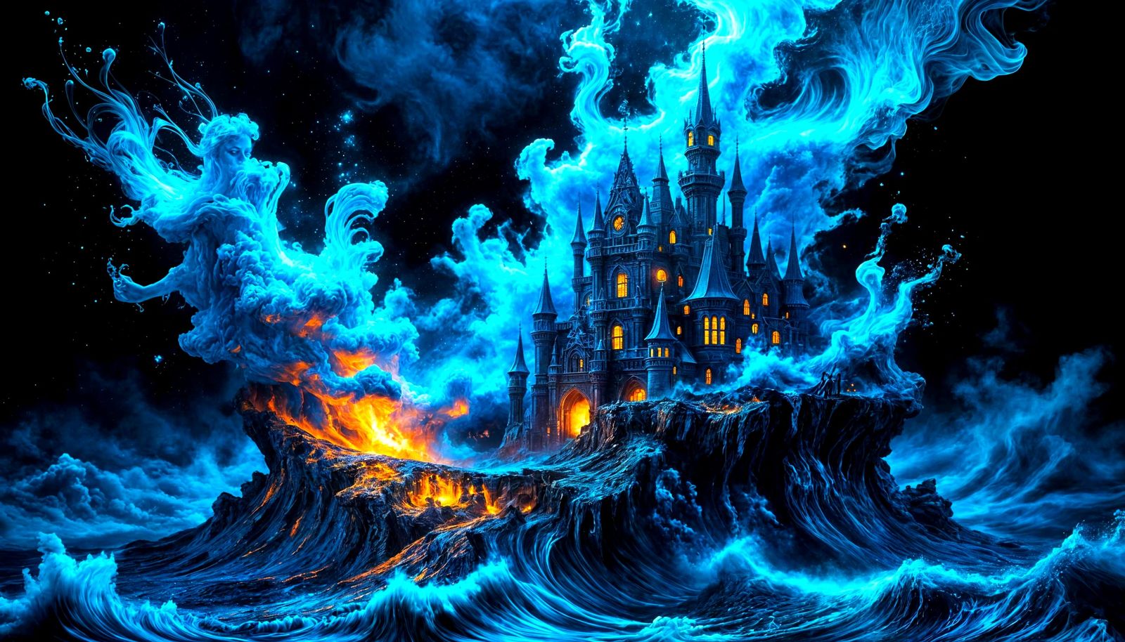 Blue Macabre Castle in Fractal Cloud Kingdom