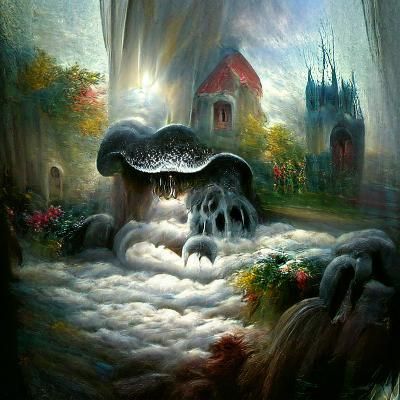 Ethereal Gothic Mushroom Fantasy in Oil on Canvas