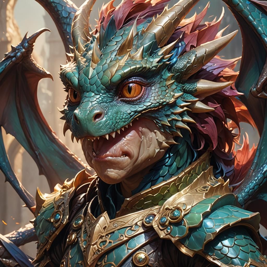 Detailed Baby Dragon Portrait in 8K Resolution