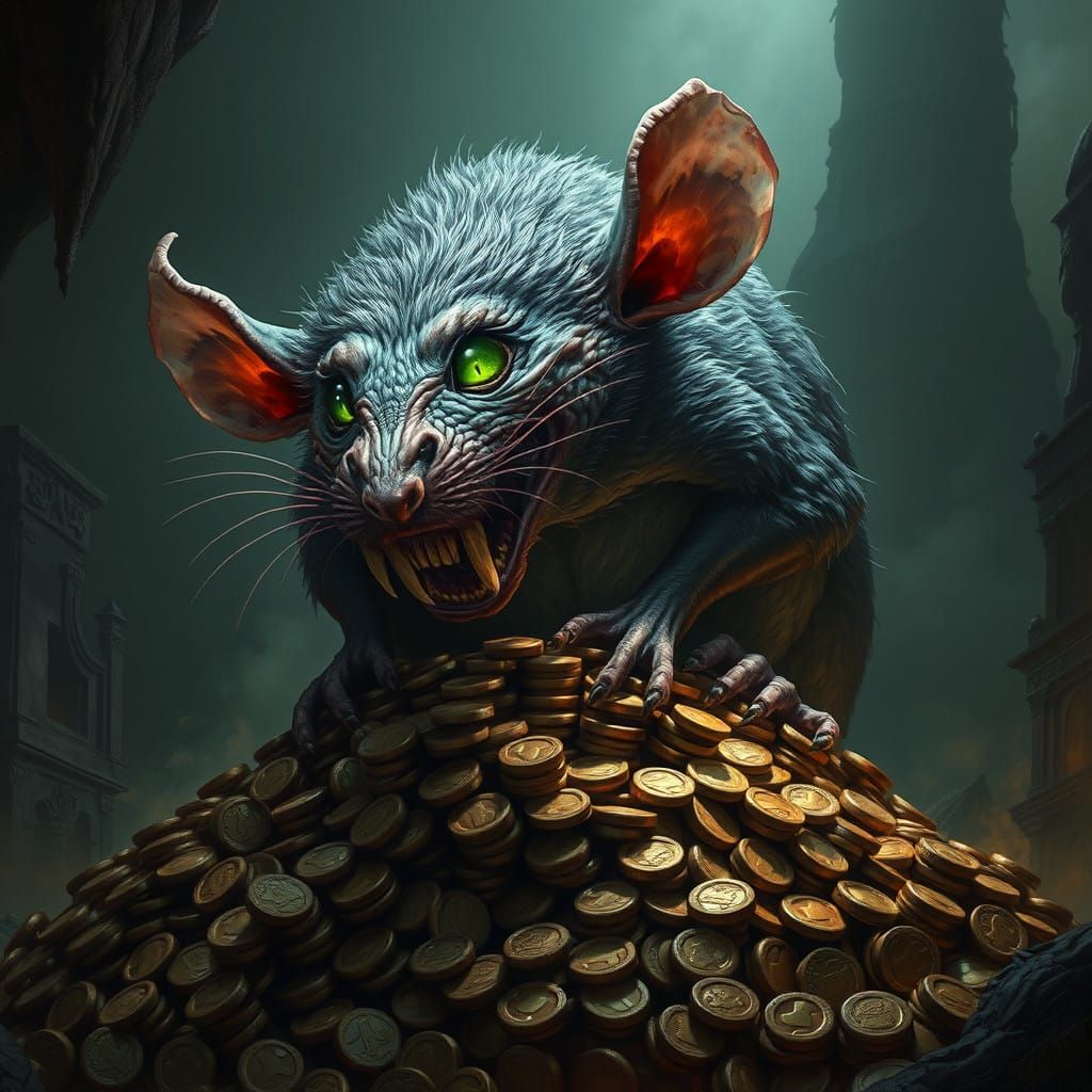 Gothic Beast of Gold Surveying Medieval Realm