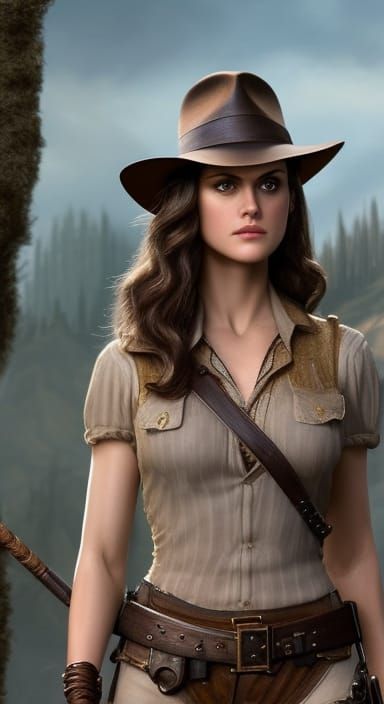 Alexandra Daddario as Indiana Jones: Hyperrealistic Art