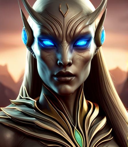 Gorgeous Alien Female Portrait in Detailed Matte Style