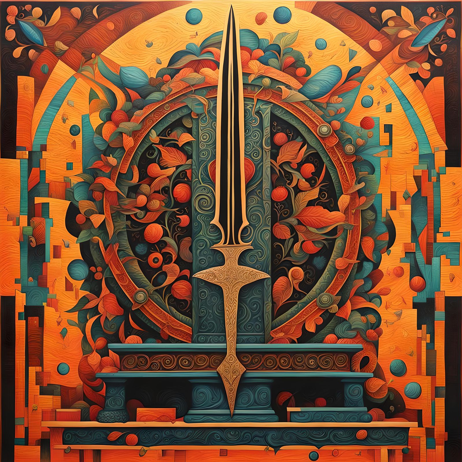Abstract Altar of the Dagger in Complementary Colors