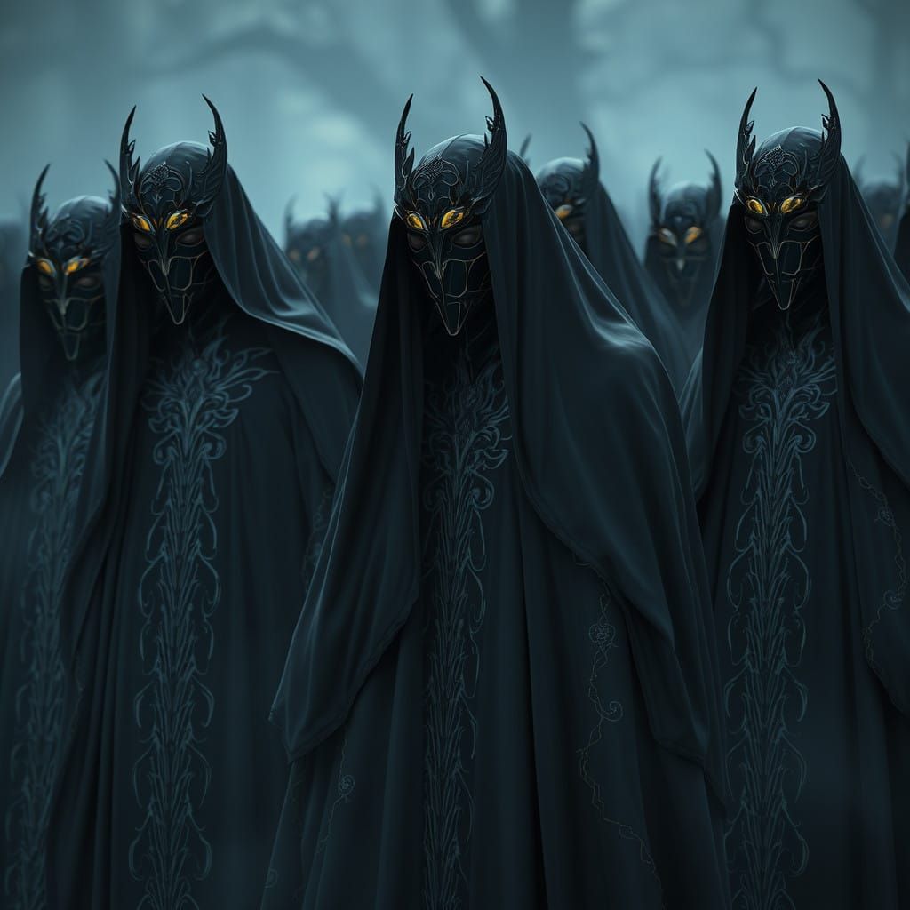 Dark Fantasy Goddess Worshipers in Cinematic Robes