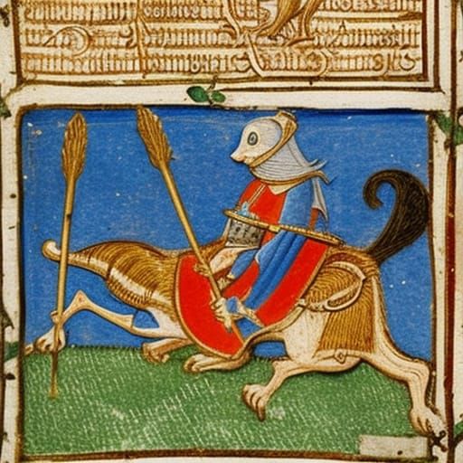 Medieval Fresco: Cat and Armored Knight