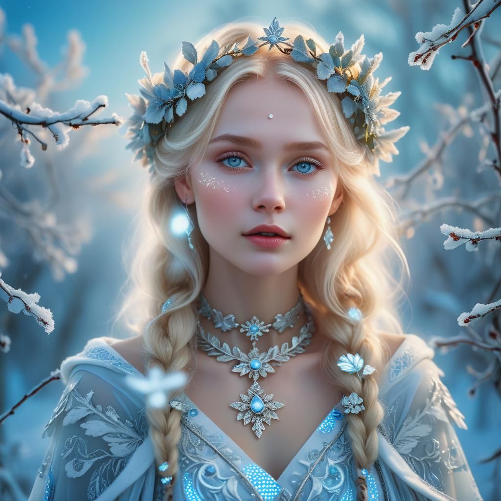 Angelic Russian Blonde in Winter Digital Art