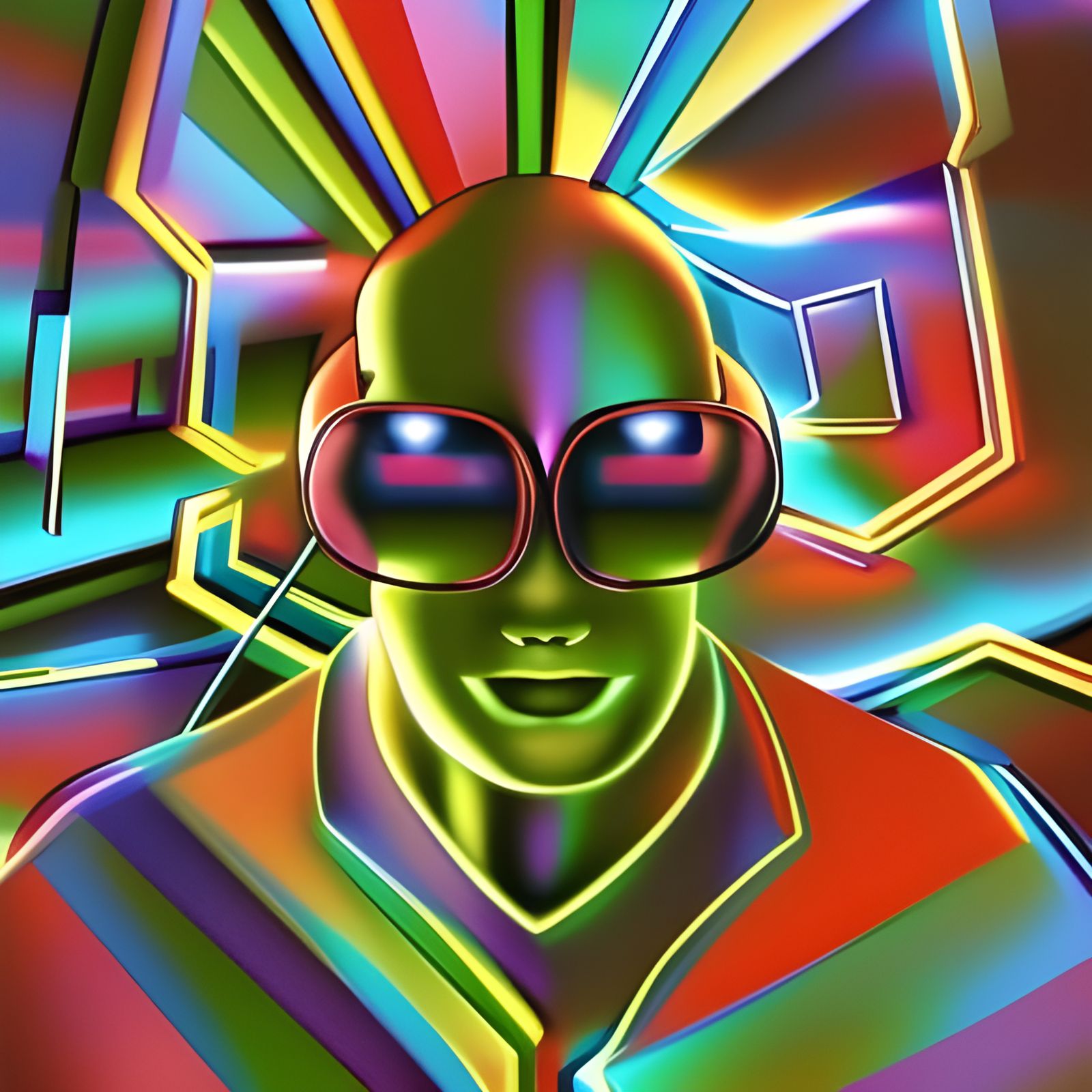 Hipster Skeleton Portrait in 90s Anime Style