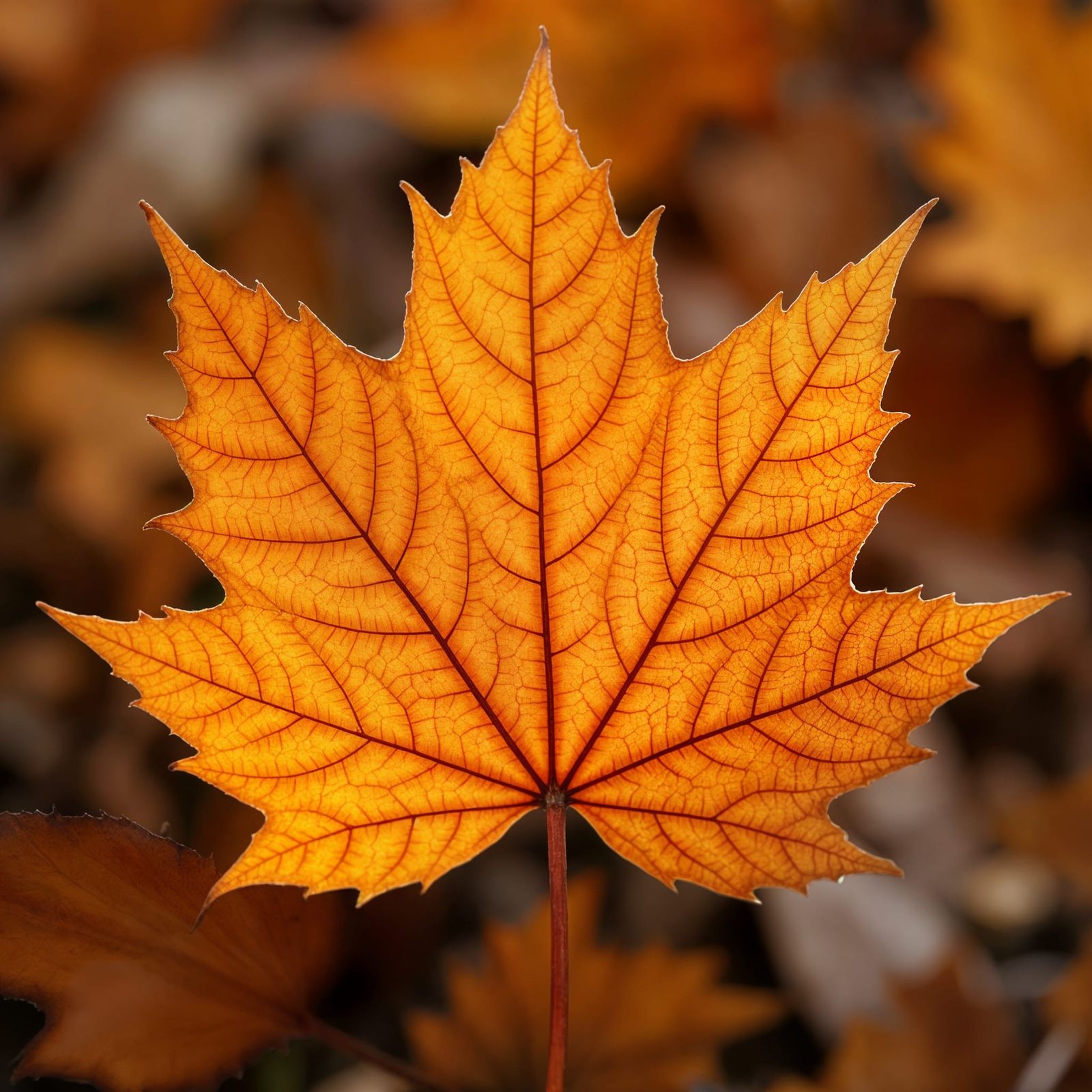 Autumn Leaf Veins in Close-Up Photography