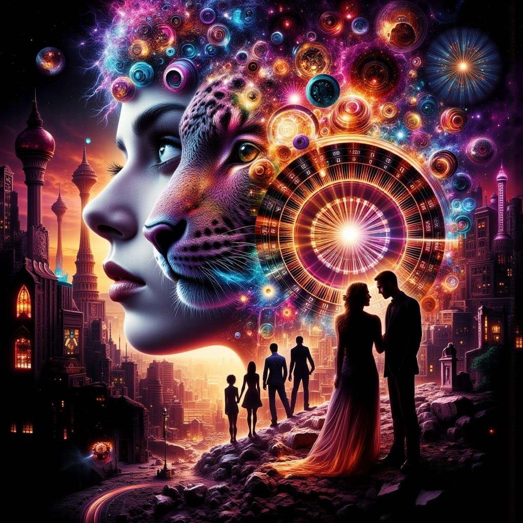 Vegas Wedding Bells Double Exposure with Tiger