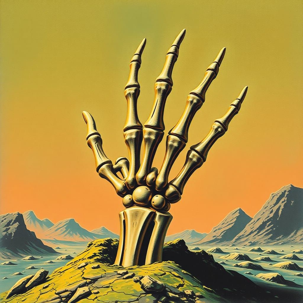 Skeletal Hand Emerges: 1960s Sci-Fi Art