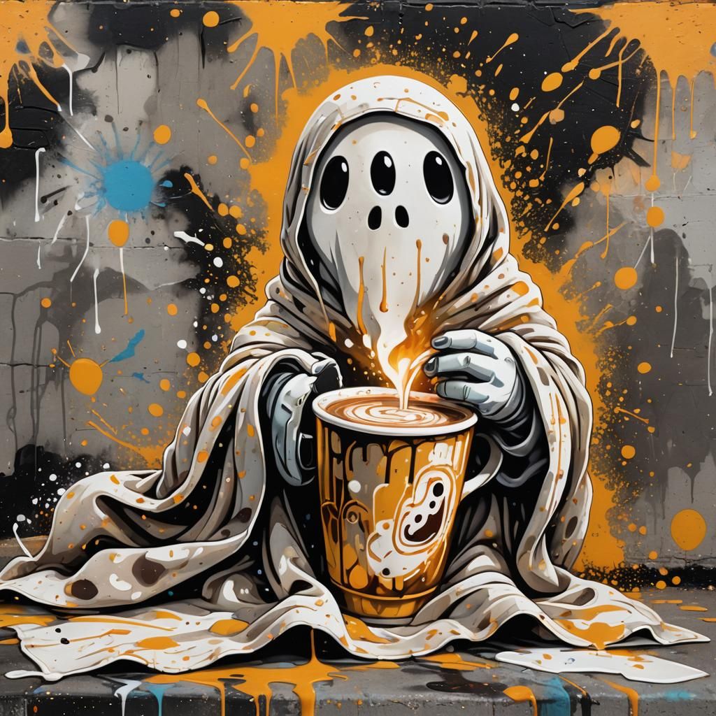 Ghost with Cocoa in Graffiti Art Style
