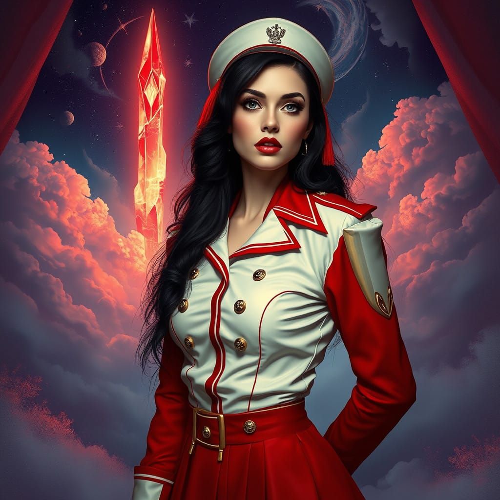 Cyberpunk Goddess in Crimson Glory